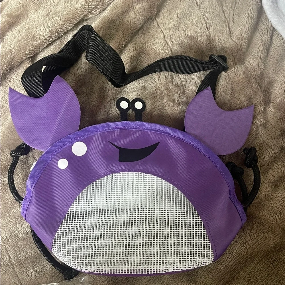 Purple Mesh Beach Bag Shell Collection Bag Zipper Crab Beach Play Storage Bag